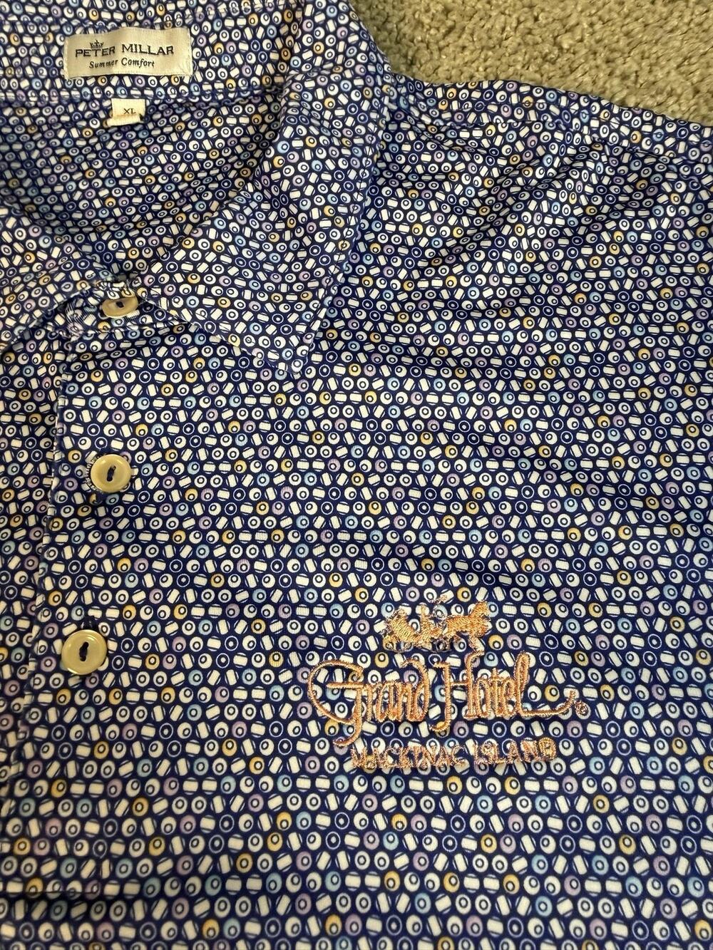 Peter Millar Polo Shirt Mens XL Blue Summer Comfort Golf Moisture Wicking